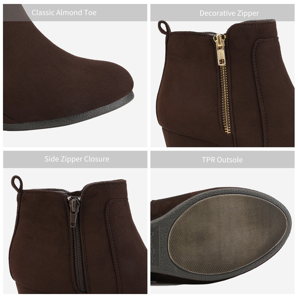 Pointed Toe Suede Wedge Bootie - COFFEE SUEDE - 5